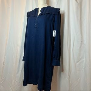 NWT Old Navy Long Sleeve Ruffled Denim Medium Wash Sheath Dress Small